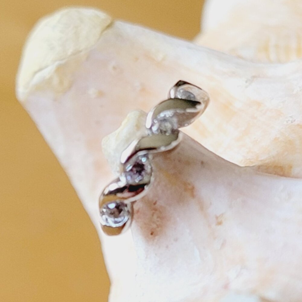 18G Clear CZ twist nose or cartilage hoop surgical steel seamless ring NWT